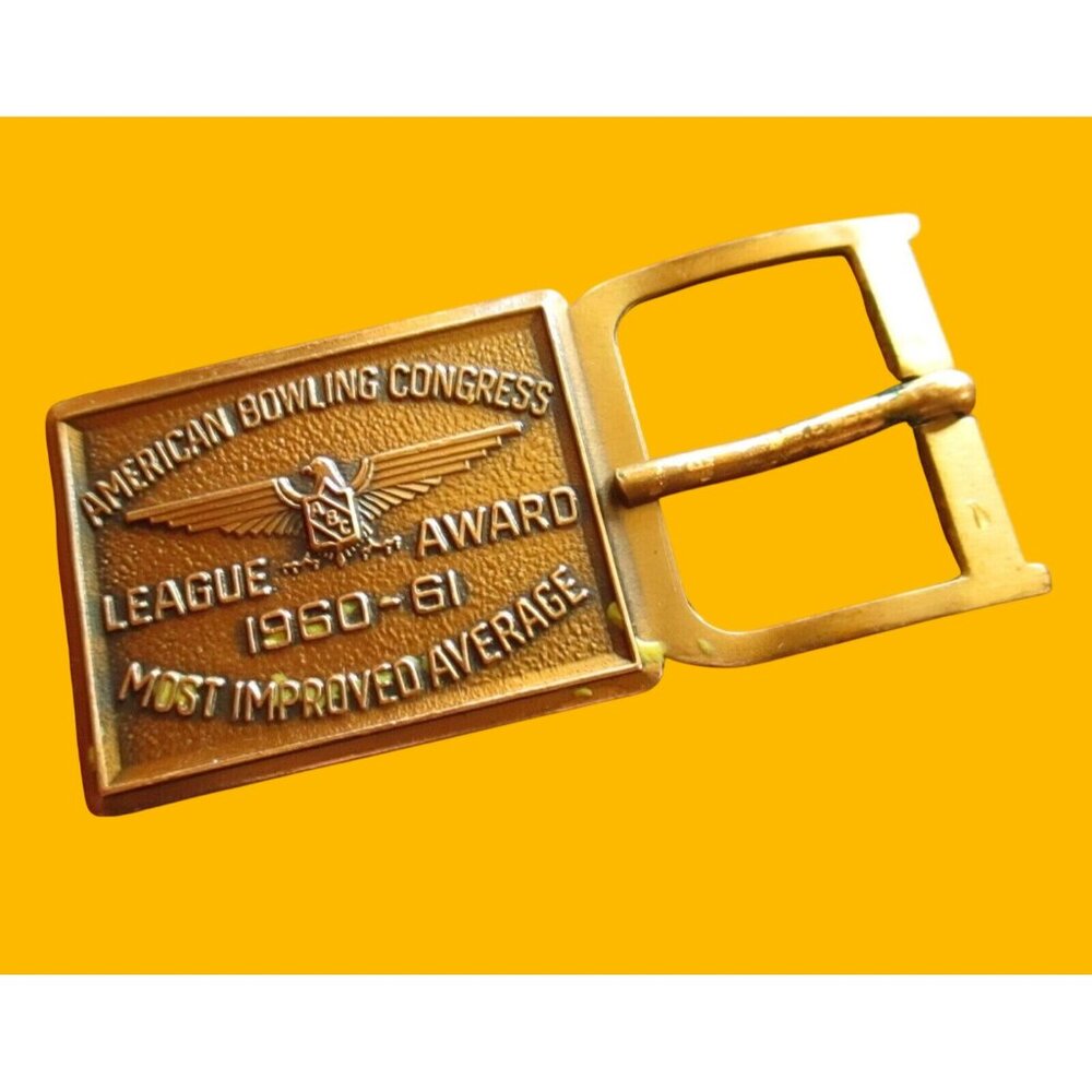 Vintage Belt Buckle American Bowling Congress - Most Improved 1960/61 Brass